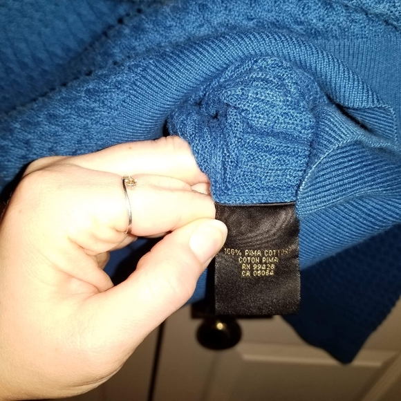 Bugatchi Designer Blue Pima Cotton Sweater Medium - Picture 3 of 4